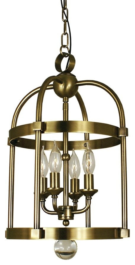 Compass 4-Light Mini Chandeliers, Antique Brass
