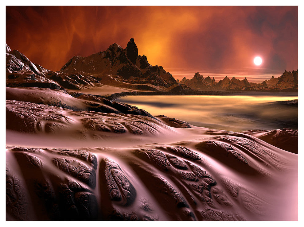 3D Rendered Alien Planet, Landscape Canvas Art Print, 40"x30"