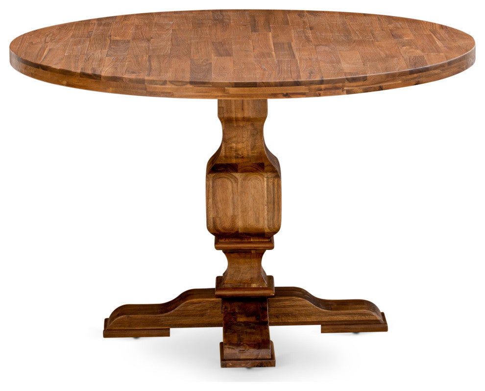 Irving Dining Table, Rustic Rubberwood Table, Sandblasting Antique Walnut Finish