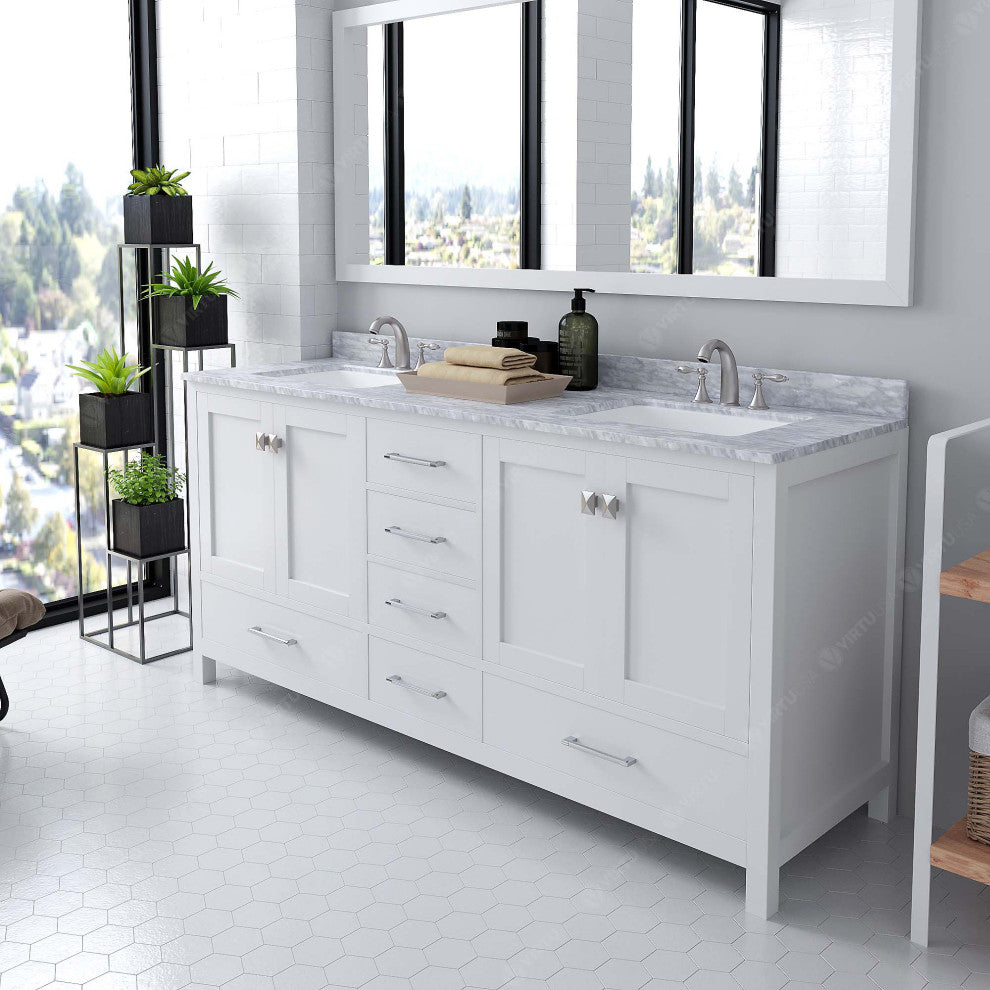 Caroline Avenue Vanity, White, 72"x22"x34", Double Vanity