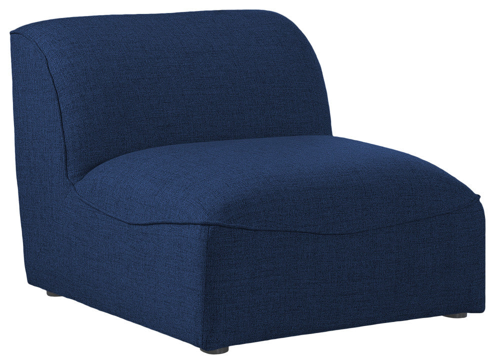 Miramar Linen Textured Fabric Upholstered Armless Chair, Navy