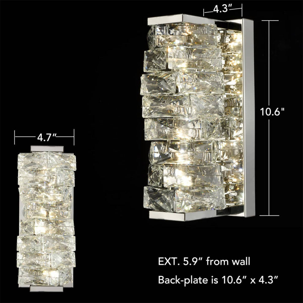 Modern LED Wall Lights Crystal Wall Sconce, Chrome