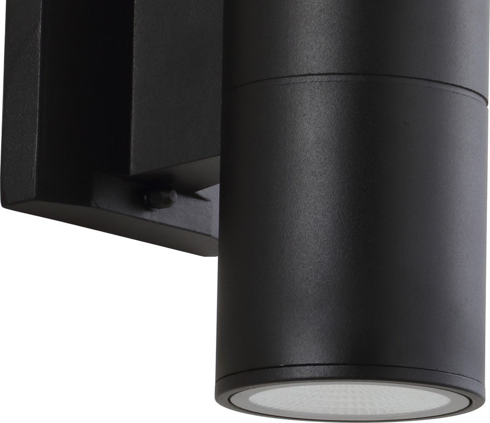Duo Modern Outdoor Metal/Glass Integrated LED Sconce Uplight, Black