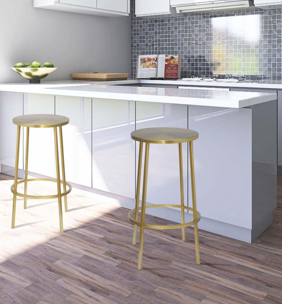 Tyson Contemporary Durable Iron Stool, Brushed Gold, Counter Height