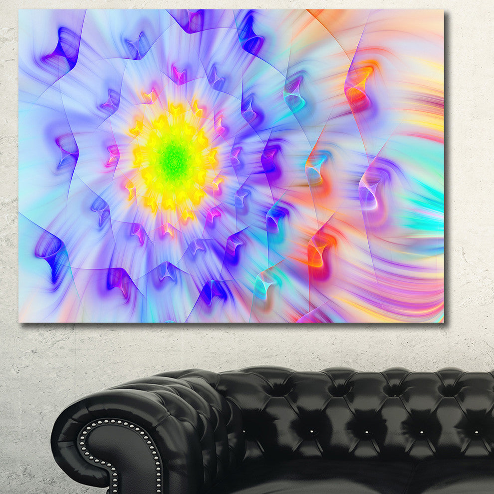 Large Yellow Alien Fractal Flower, Floral Canvas Art Print, 40"x30"