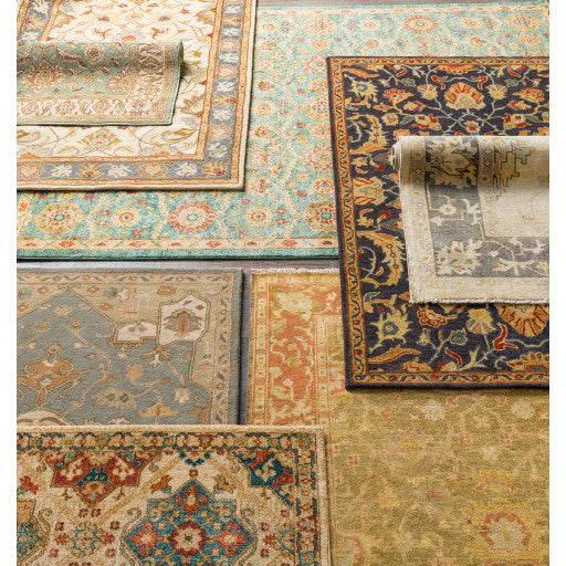 Surya Paramount PAR-1028 6'7"x9'6" Rug, Sage/Dark Brown/Khaki/Dark Red/Beige
