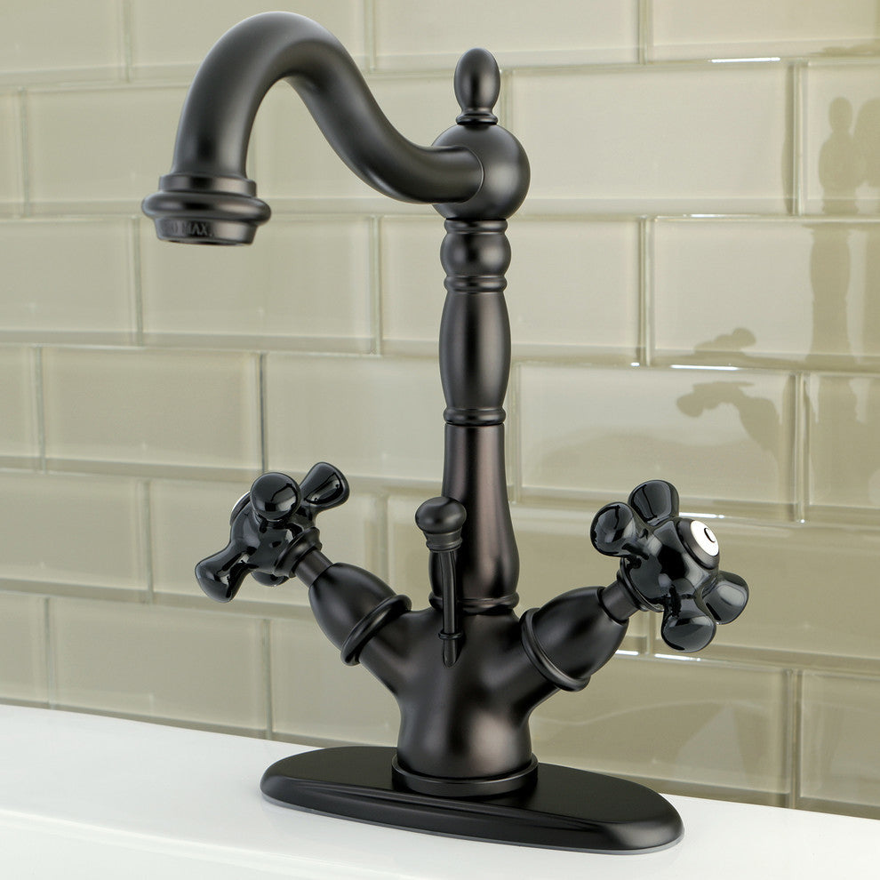 Kingston Brass Two-Handle Bathroom Faucet With Brass Pop-Up, Oil Rubbed Bronze