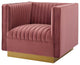 Tufted Armchair Accent Chair, Set of 2, Velvet, Pink, Modern, Lounge Hospitality