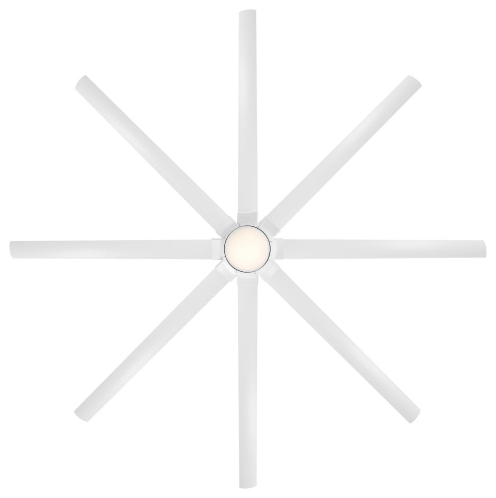 Hydra 120" Indoor/Outdoor 8-Blade Smart Ceiling Fan, Matte White, 3000K Light