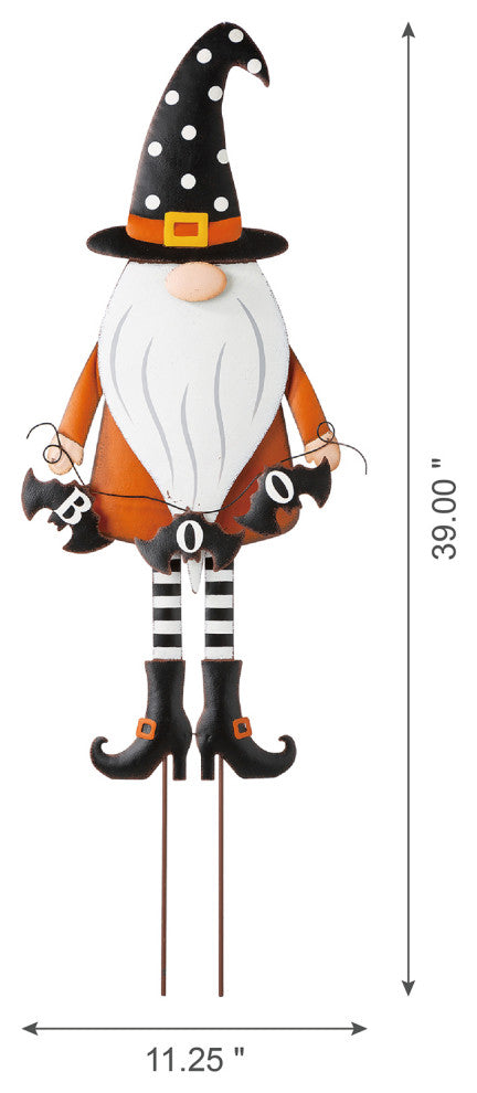 36"H Halloween Metal Gnome Yard Stake or Hanging Decor