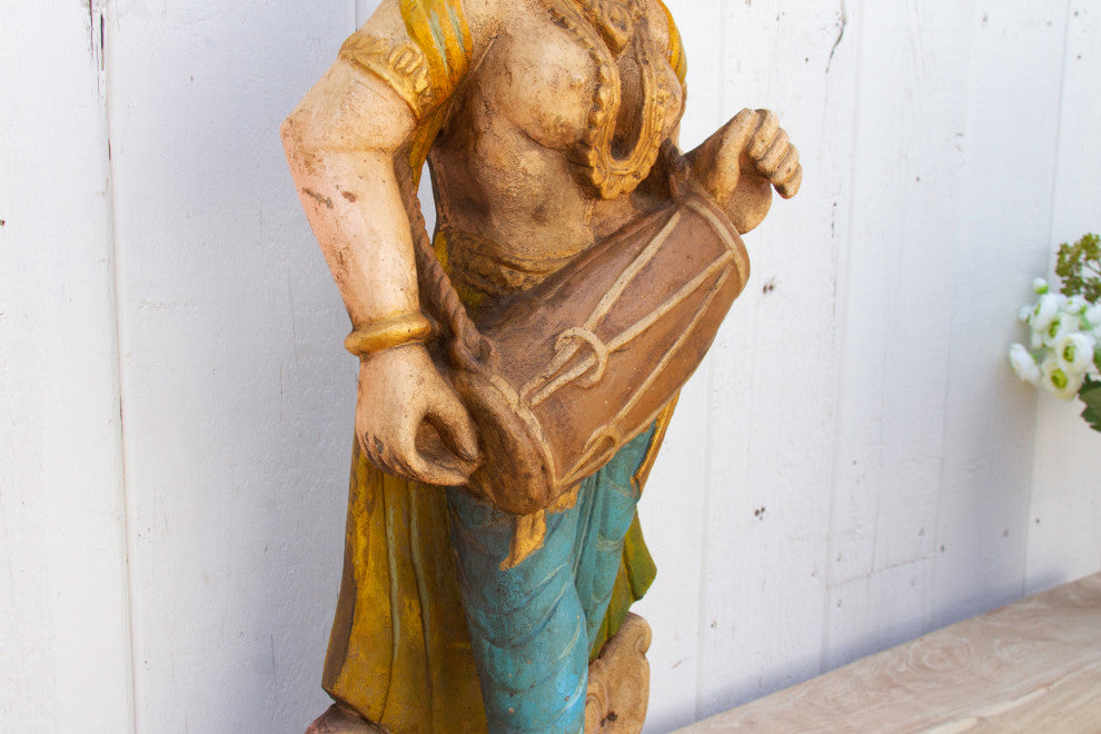 Antique Indian Stone Temple Musician Statue