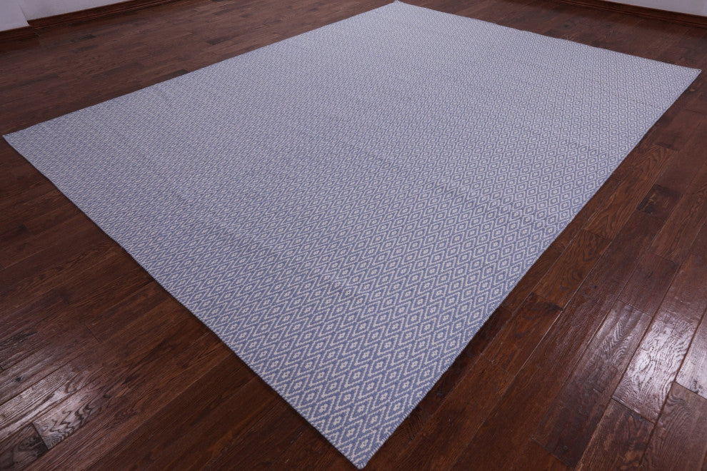 Hand-Knotted Flat Weave Wool Rug 9' 1" X 12' 1" Q8449