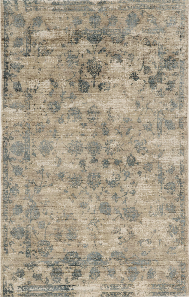 KAS Indulge 0805 Sand/Blue Elegance Area Rug, 5'x7'
