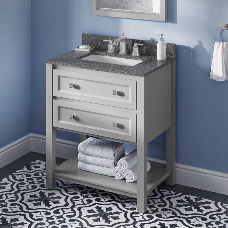 Adler Transitional 30" Grey Vanity, Boulder Cultured Marble Vanity Top