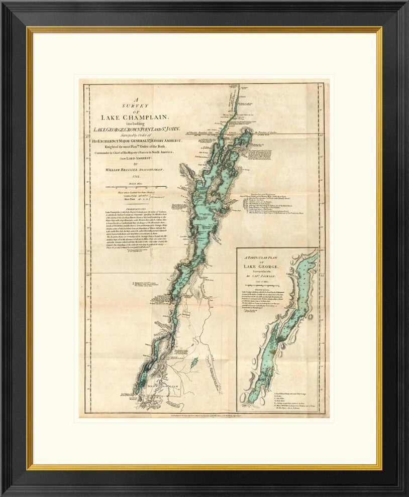 A Survey, Lake Champlain, Lake George, Crown Point And St. John, 1776, 26"x32"