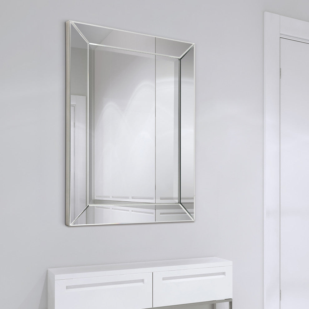 Moderno Beveled Rectangle Wall Mirror, 1"-Beveled Center Mirror, 40"x 30"
