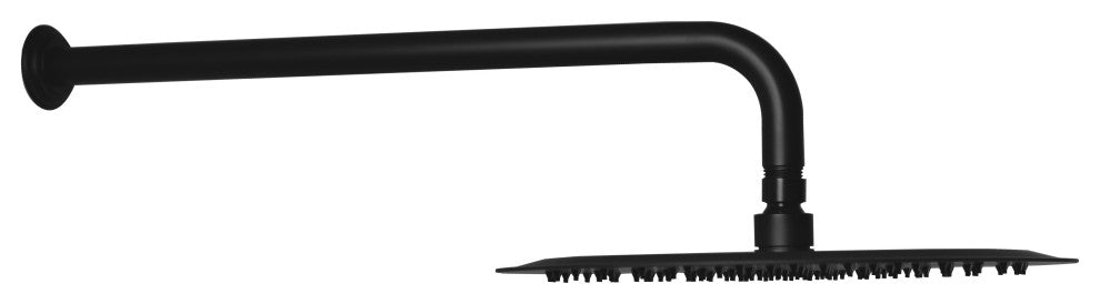 12" Round Shower Head With 19" Shower Arm, Matte Black