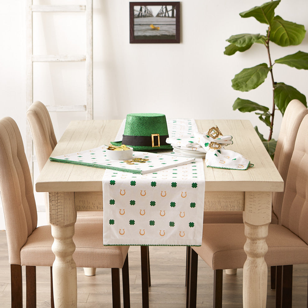 Clover Horseshoe Printed Table Runner 14x72