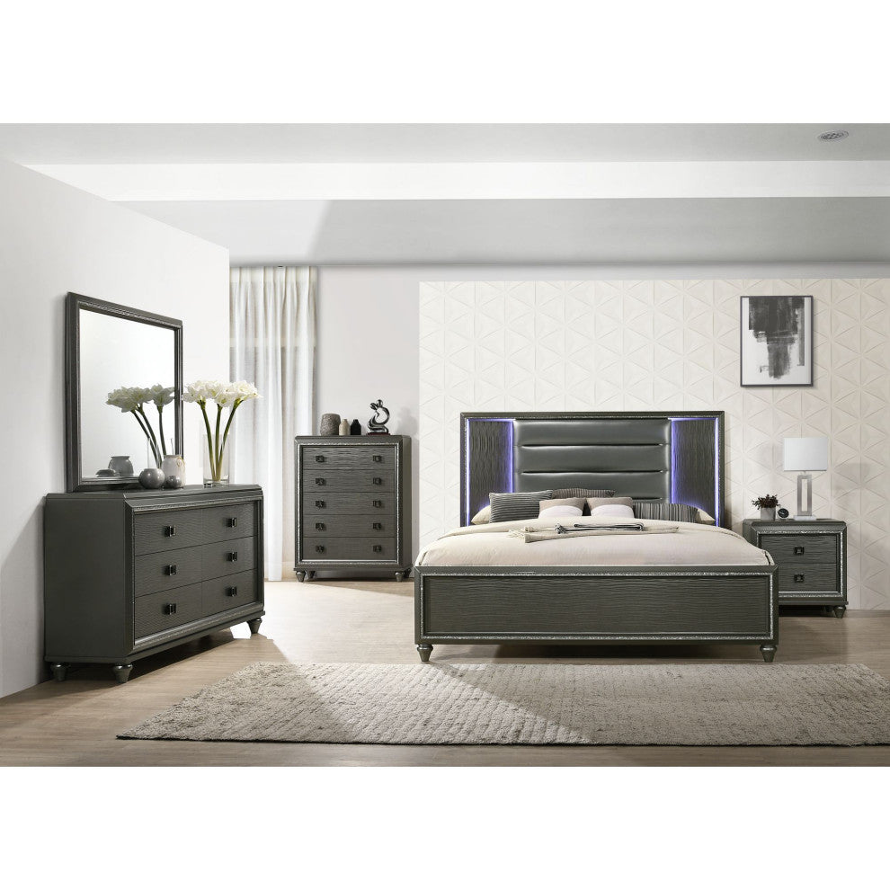 Picket House Furnishings Faris Panel 5PC Bedroom Set in Black