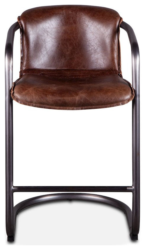 Chiavari Leather Counter Chair Geisha Brown - Set Of 2