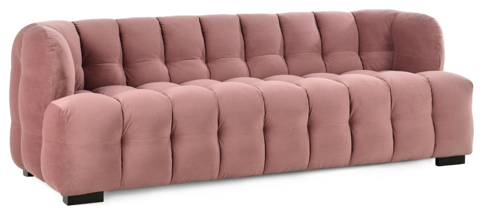 Kosas Home Petra 89" Velvet Fabric Blush Tufted Sofa