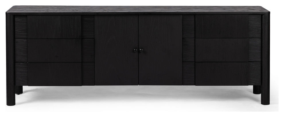 Pollard Media Console-Brushed Ebony Oak