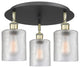 Cobbleskill-3 Light 17" Flush Mount-Black Antique Brass, Clear Glass Shade