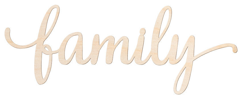 Family Script Wood Cut Sign, 18"x7"