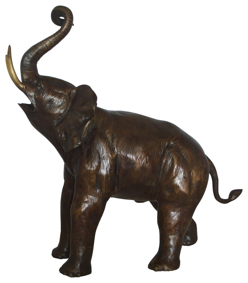 Elephant Medium Size Bronze Statue -  Size: 26"L x 12"W x 28"H.