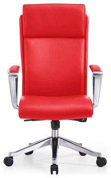Adjustable Ergonomic Draper Leather Executive Chair With Aluminum Frame, Red