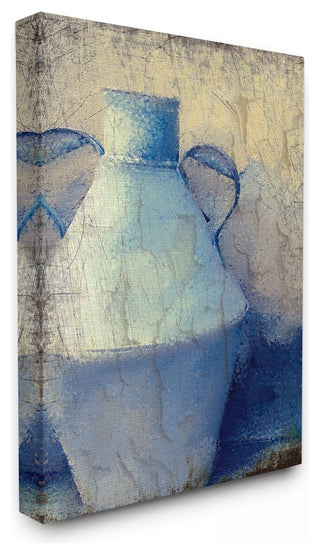 Cracked Rustic Wall Painting Blue Pottery Canvas Wall Art, 24"x30"