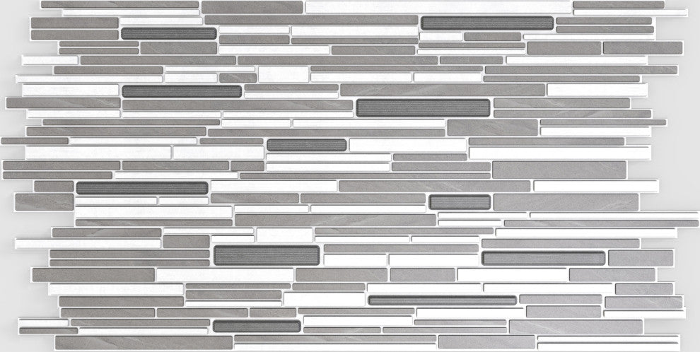 White Grey Mosaic 3D Wall Panels, Set of 10, Covers 49 Sq Ft