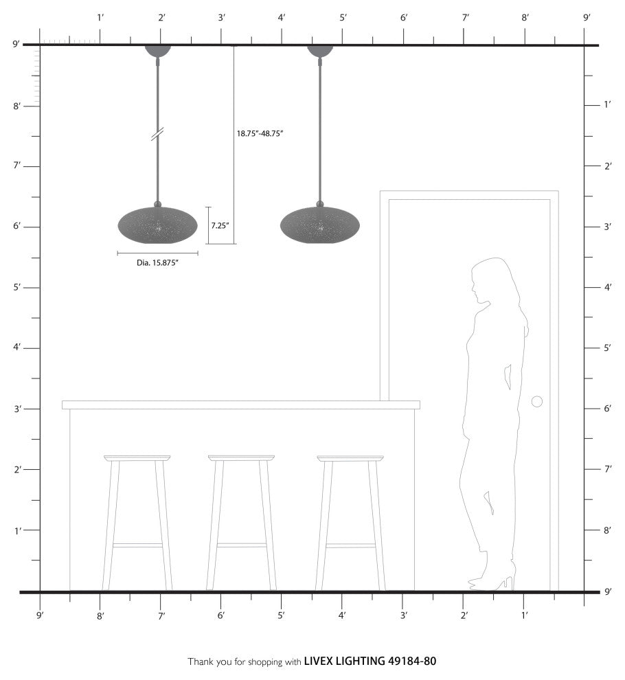 Livex Lighting Charlton 1 Light Nordic Gray, Brushed Nickel Medium Pendant