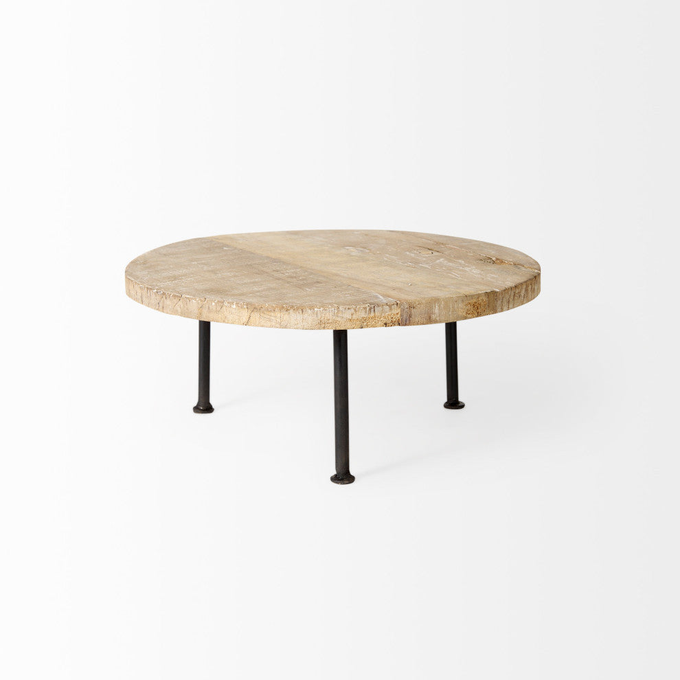 Cedric 15Lx15Wx6H Light Brown Wood With Black Metal Legs Display Stand