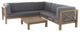 GDF Studio Brava Outdoor 4 Piece V-Shaped Acacia Wood Sectional Sofa Set, Dark Gray