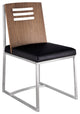 Oxford Dining Chair In Brushed Stainless Steel In Black Faux Leather, Set of 2