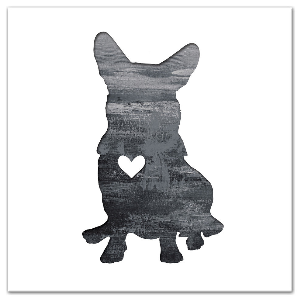 Designs Direct Creative Group Ink Silhouette Corgi 20x20 Canvas Wall Art
