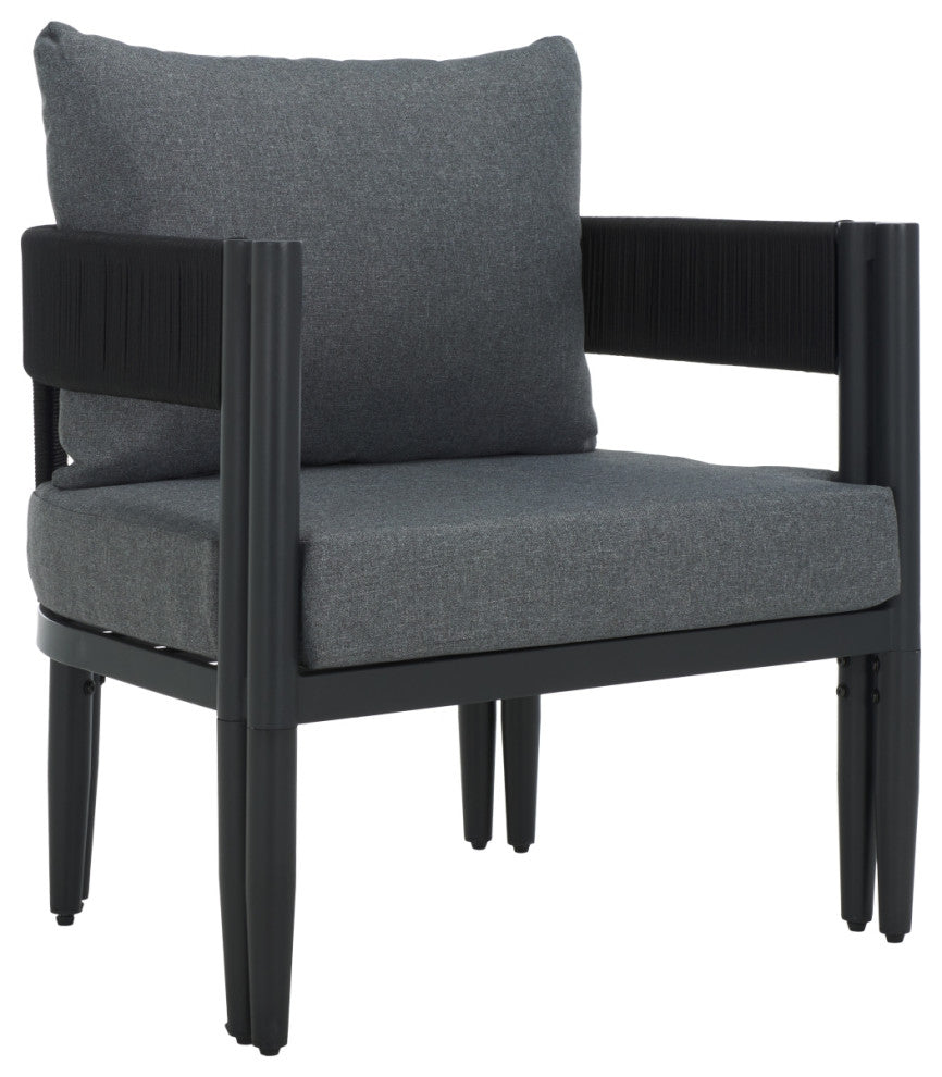 Safavieh Viola Indoor-Outdoor Chair, Set of 2, Black/Grey