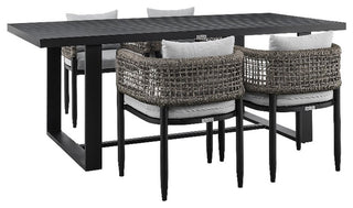 Armen Living Felicia 5-Piece Aluminum Outdoor Dining Table Set in Black/Gray