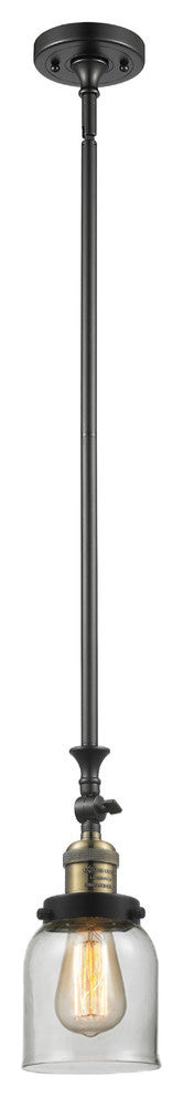1-Light Small Bell 5" Pendant, Black Antique Brass, Glass: Clear