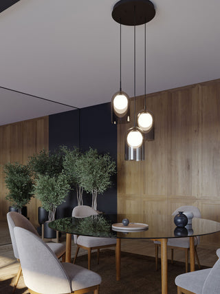Kiran 3-Light Round Pendant, 120V, 45W, 3000K, Black
