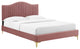 Juniper Channel Tufted Performance Velvet Twin Platform Bed, Dusty Rose