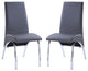 Set of 2 PU Upholstered Side Chair, Gray/Chrome Finish