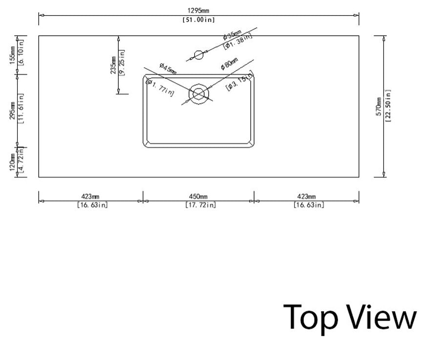 Dyconn Faucet True Solid Surface Single-Bowl Vanity Top (51" (Single Bowl))