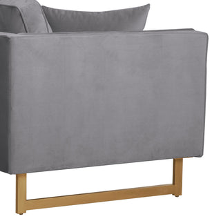 Lenox Velvet Sofa With Brass Legs, Gray