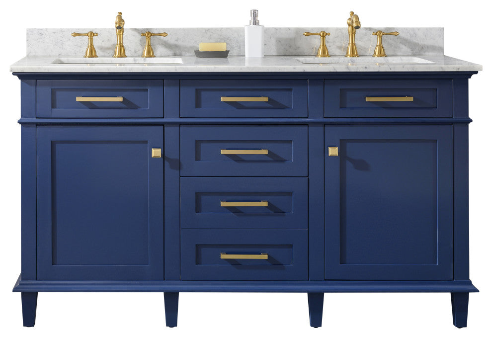 60" Double Sink Vanity Cabinet, Blue