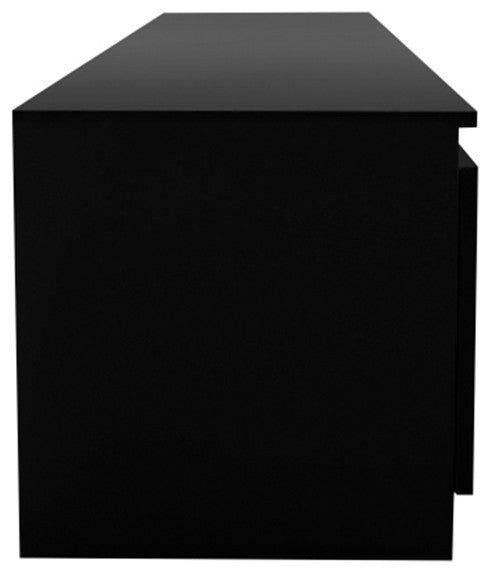 Black TV Stand with LED Lights Two drawers TV Cabinet