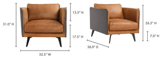 Messina Leather Arm Chair Cigare Tan Leather