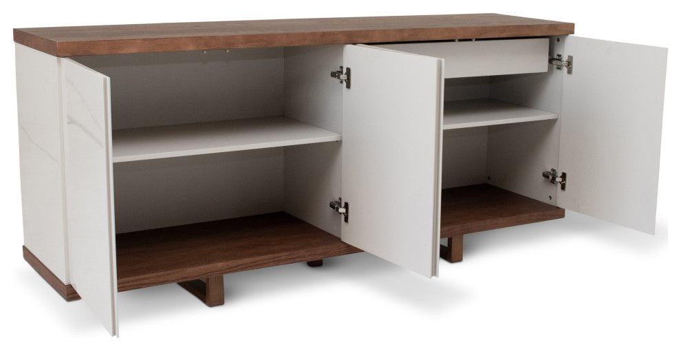 Modern Brazilian, Copany, Buffet, Nogal Frame, Off White