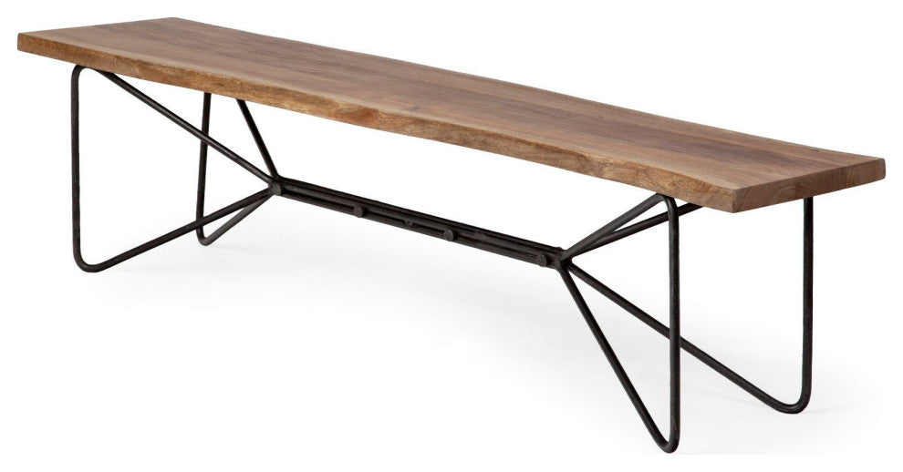 16" Brown and Black Dining Bench